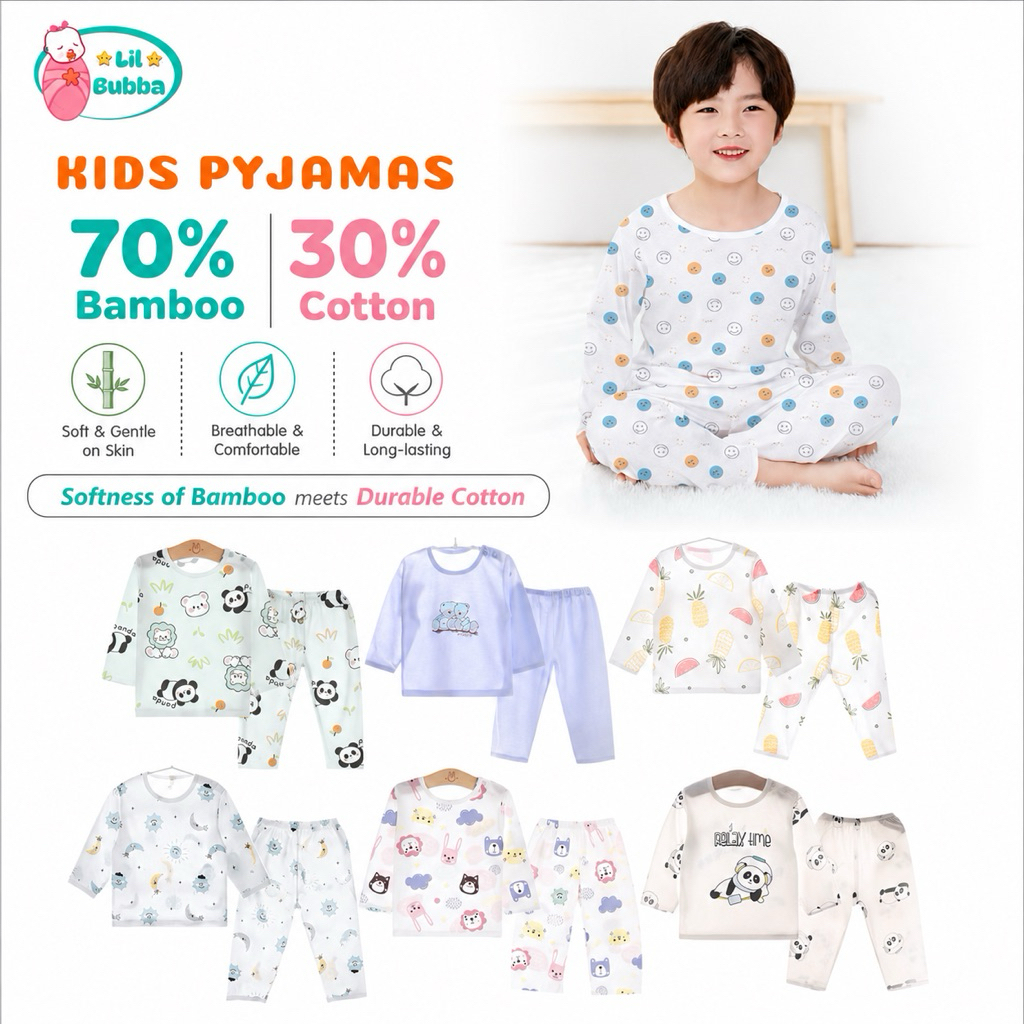 [LUL BUBBA] BAMBOO COTTON PYJAMAS ชุดเด็ก PYJAMAS SW