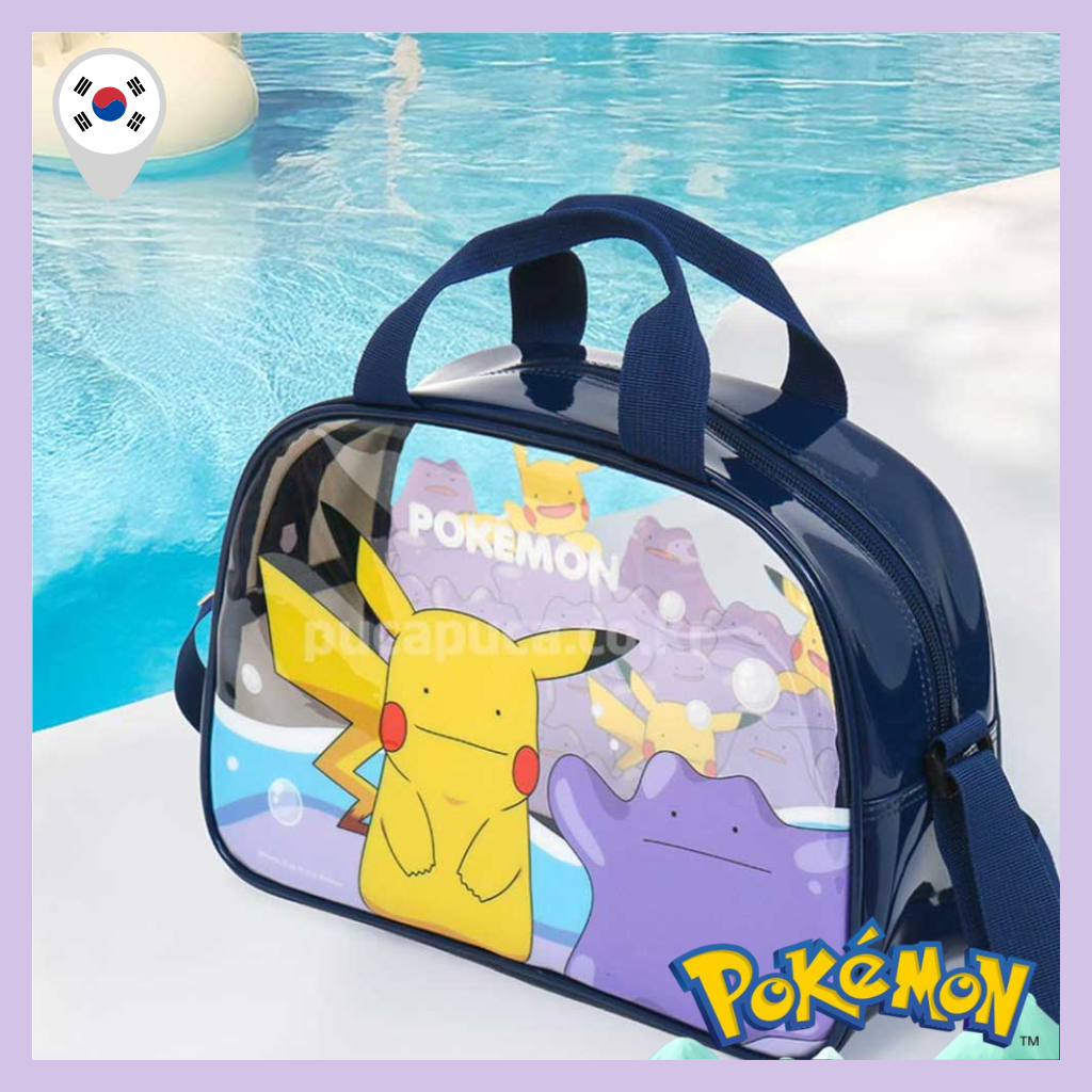 [POKEMON] Kids Boston Swim Bag Ditto Pikachu Cartoon Waterproof Tote Crossbody Bag for Swimming Pool