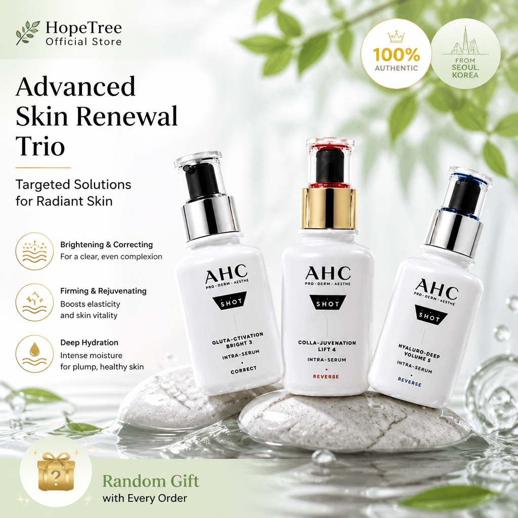 AHC 3-In-1 Premium Serum Bundle No.3 No.4 No.5 Concentrate Hydrating Brightening Anti-Wrinkle Gentle