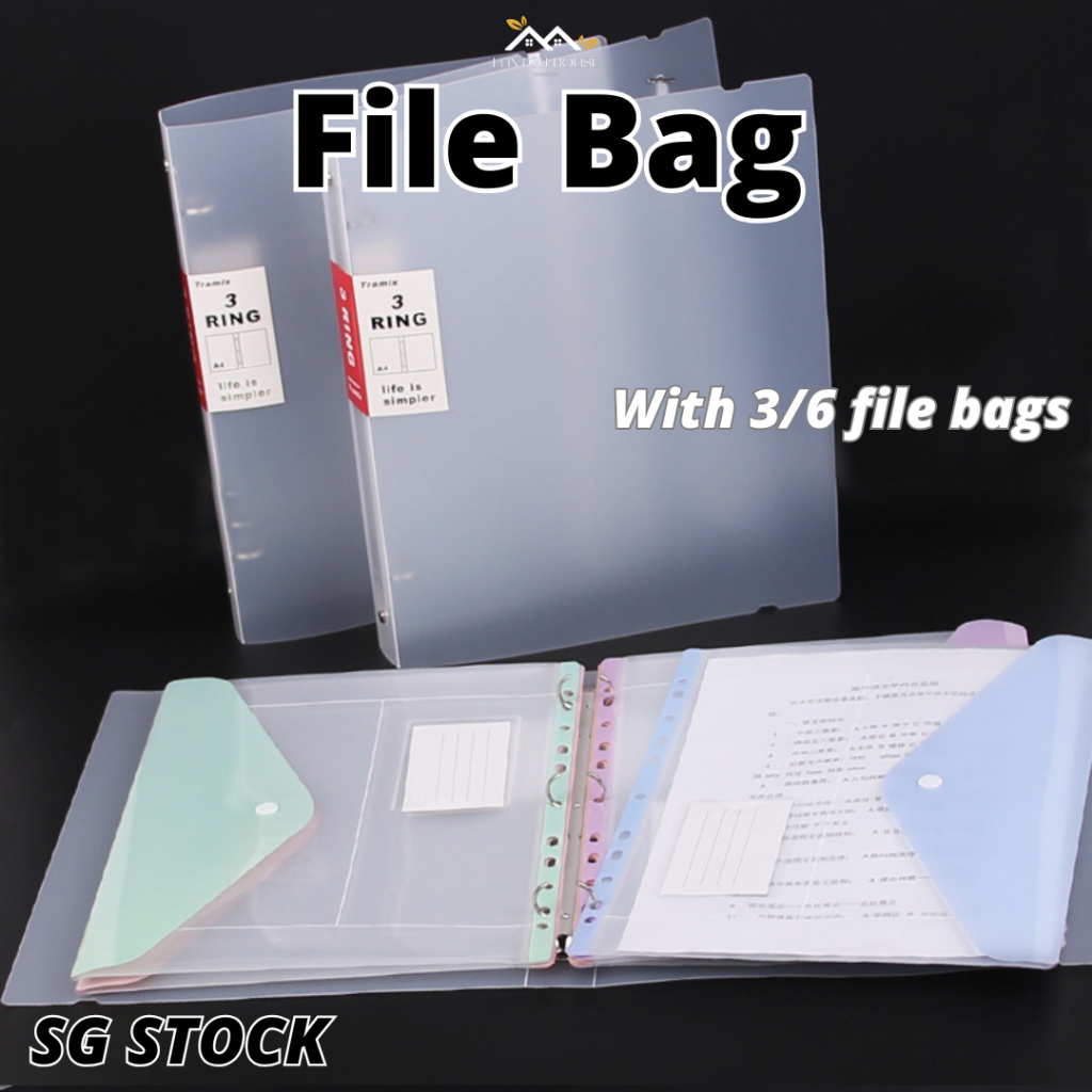 {SG} A4 Binder Folder 3 Rings Loose Leaf File Folder Large Capacity Document Organizer 3/6 Clear Poc