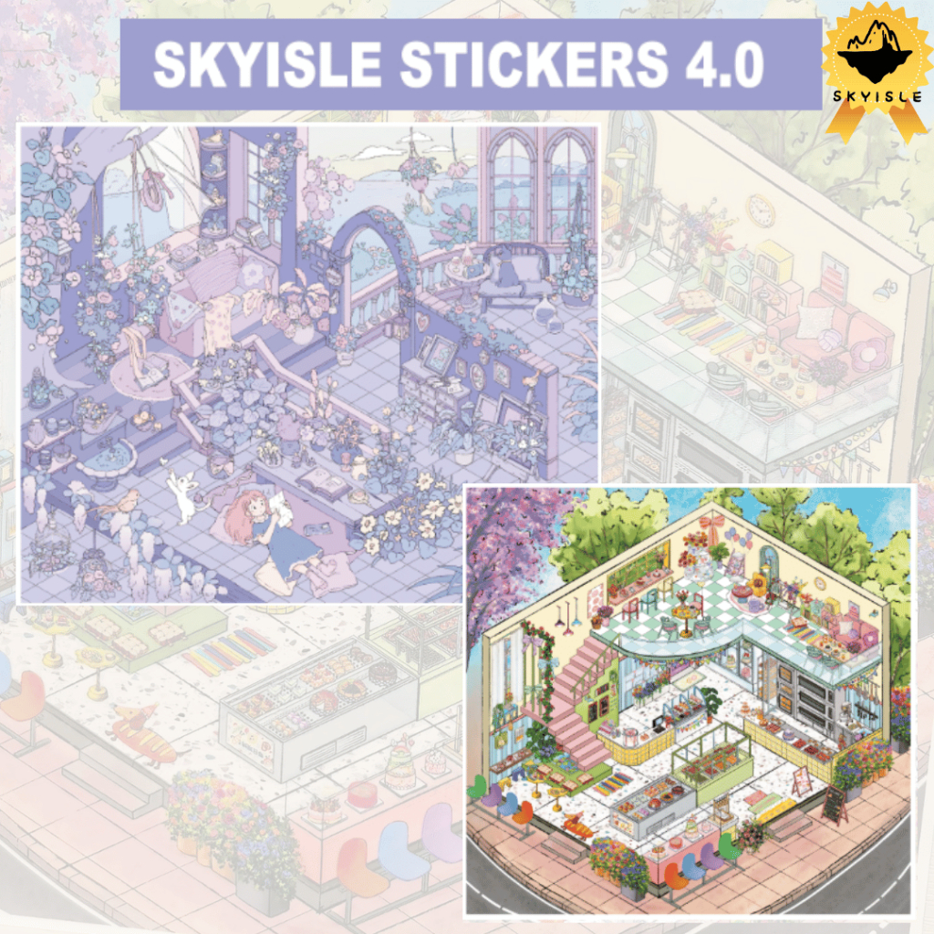 [KW] Velvet Serenity Landscape Sticker 3D Scene Sticker with Matte-Skin Finish for Journaling, สมุดภ