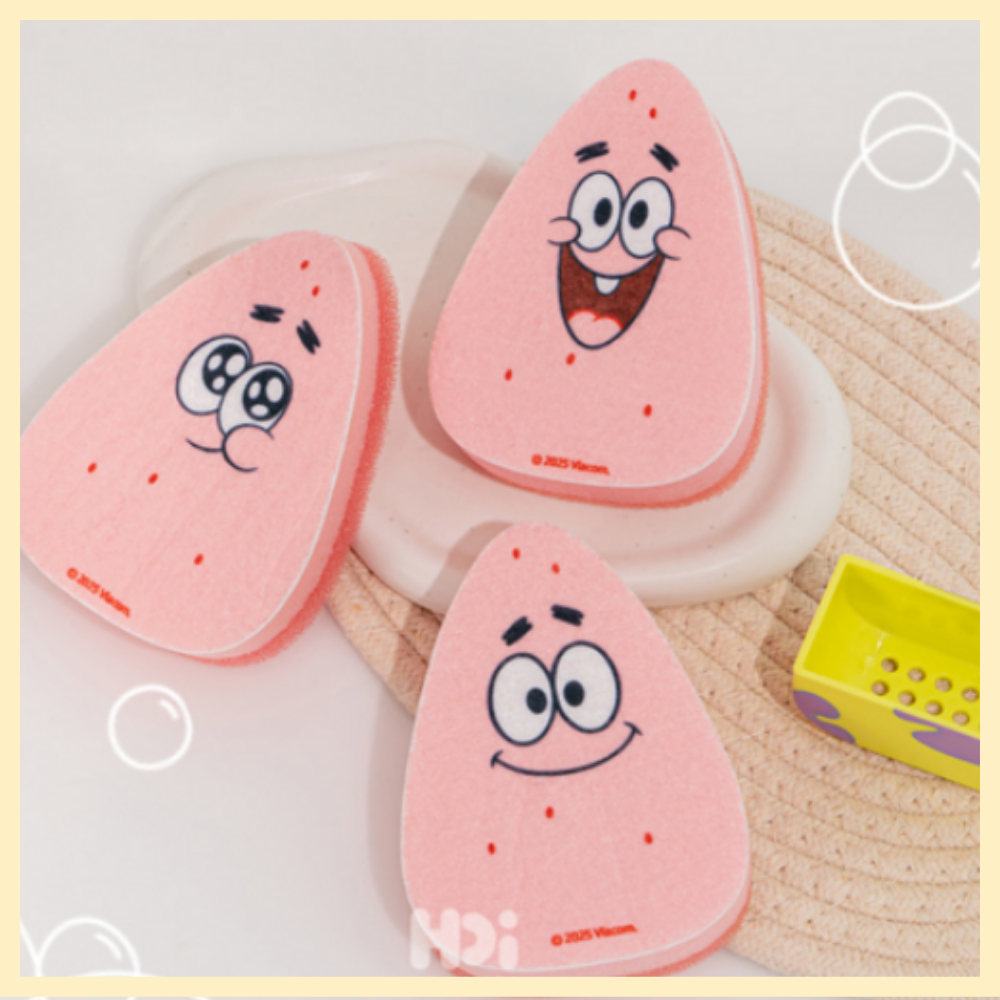 [SpongeBob] Patrick Star Sponge 3P Set Holder Cute Kitchen Cleaning Scrubber
