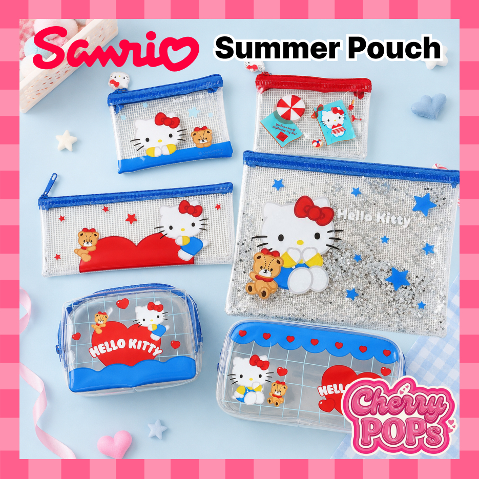 [มาใหม่] DAISO KOREA Sanrio Summer Clear Pouch Collection | Kawaii Hello Kitty My Melody กระเป๋าเครื่องสําอาง PVC โปร่งใส, กระเป๋าเดินทางแต่งหน้า Organizer | ส่งจากเกาหลี