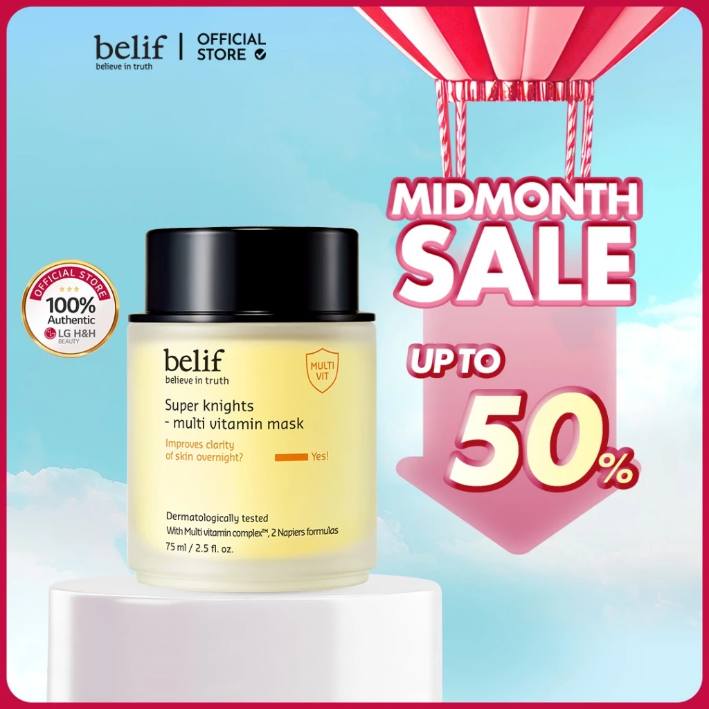 [BELIF] Super Knights Multi Vitamin Mask 75ml | มาส์กหน้ากลางคืน มาส์กวิตามิน บำรุงผิวหน้า ผิวใสอมชมพู ลดจุดด่างดำ ฟื้นฟูผิว | Overnight Brightening & Revitalizing Sleeping Mask | ลดริ้วรอย | LGBEAUTY OFFICIAL