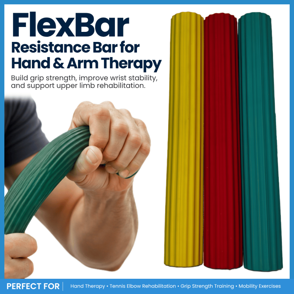 V2U Flex Bar, Resistance Bar, Hand/Arm Therapy, Rubber Grip, การฝึกความแข็งแรงและการฟื้นฟูสมรรถภาพ