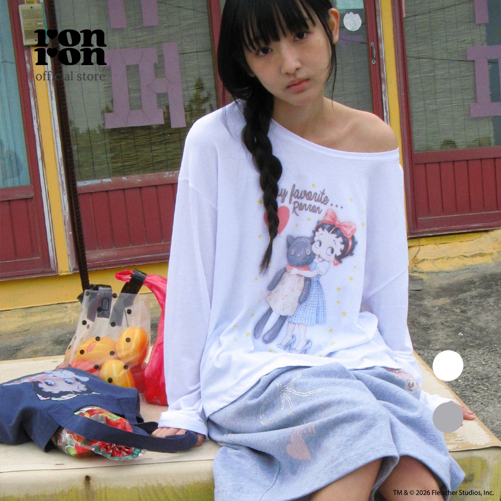 [RONRON] Betty Boop Cat Plush Long Sleeve / 2colors