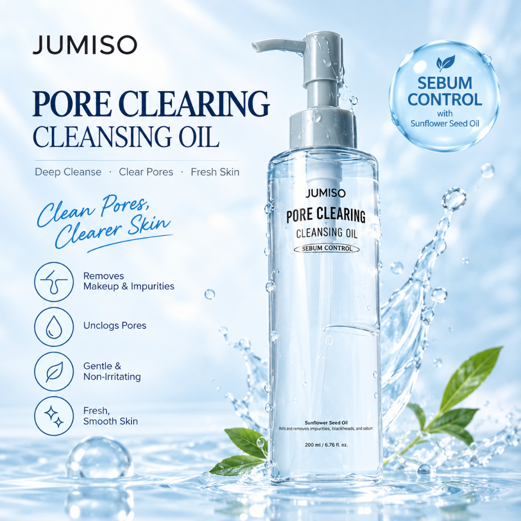 JUMISO Pore Clearing Cleansing Oil, 200ml Deep Cleansing OilRemoves Impurity & Waterproof