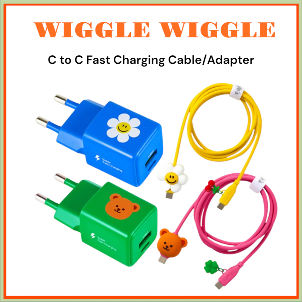 [WIGGLE WIGGLE] สายชาร์จเร็ว C to C / ชุดอะแดปเตอร์ชาร์จติดผนังพอร์ตคู่