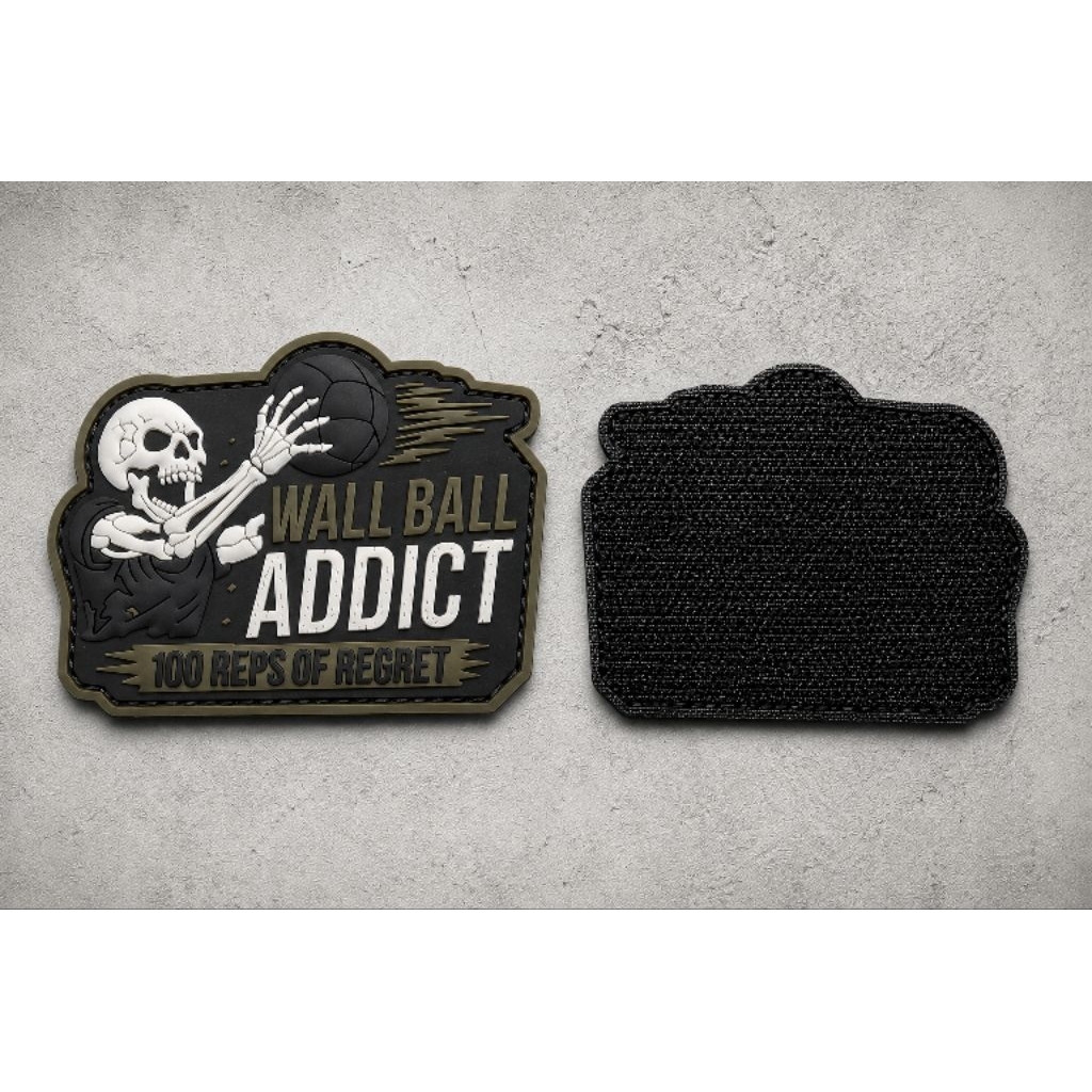 Wall Ball Addict Tactical Morale Patch – PVC Velcro Badge สําหรับ Hyrox Gym Bag กระเป๋าเป้สะพายหลัง