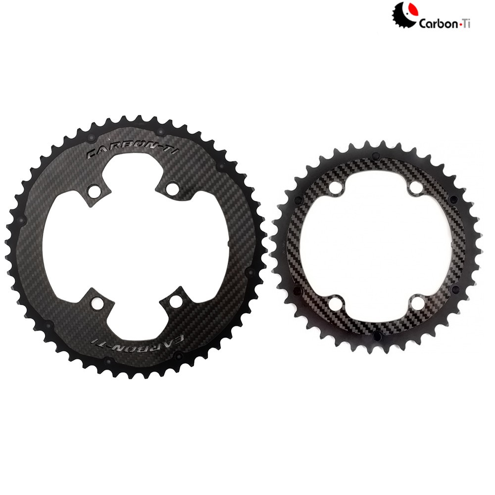 Carbon-ti X-Carboring EVO Carbon Chainring SET BCD110x4 Sram AXS จักรยาน Crank ความเข้ากันได้ (ขี่จั