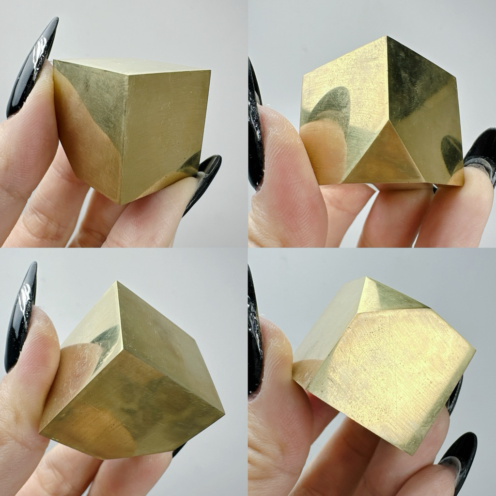 [SG] ลูกบาศก์ไพไรต์ขัดเงาธรรมชาติจาก Peru Iron Pyrite Crystal Cube โลหะแร่ตัวอย่าง Healing Reiki Déc