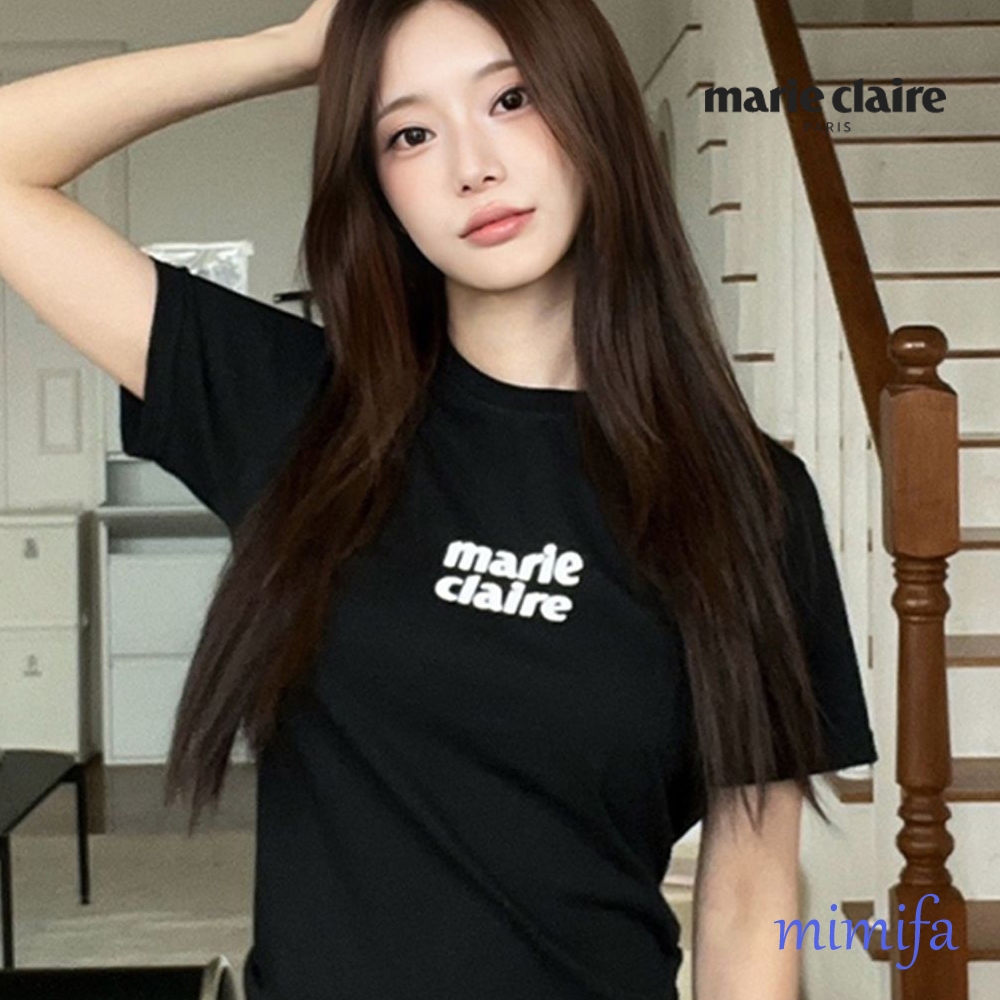 [Marie Claire] เสื้อยืดคลาสสิกพร้อมโลโก้ Marie Claire