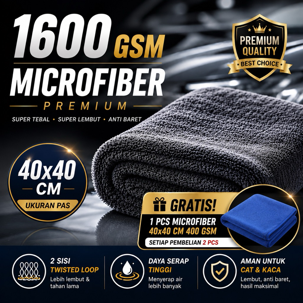 1600 GSM ผ้าไมโครไฟเบอร์ 40x40 2 ด้าน Super หนา Premium Drying ผ้าขนหนูรถรถจักรยานยนต์Drying ผ้า