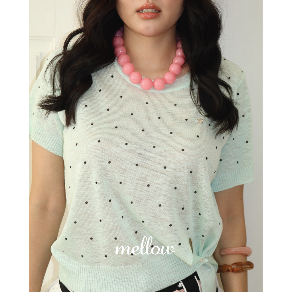 Lenebkk Mellow Polca Dot Sheer Top เสื้อไหมพรมบางลายจุด