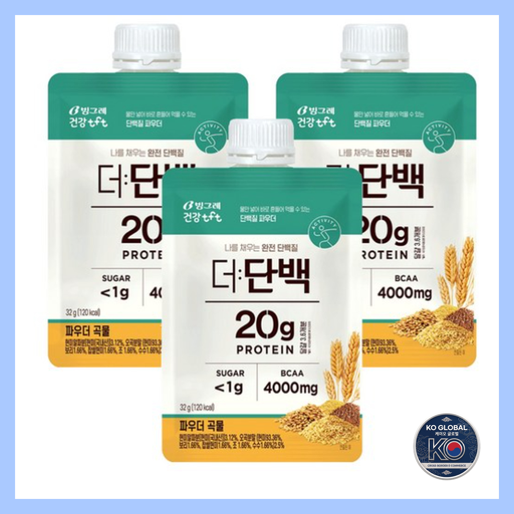 [เกาหลี]🇰🇷 Binggrae The Danbaek Protein Shake Powder Grain 32g (3p) / 20g Protein Low Sugar BCAA Pea