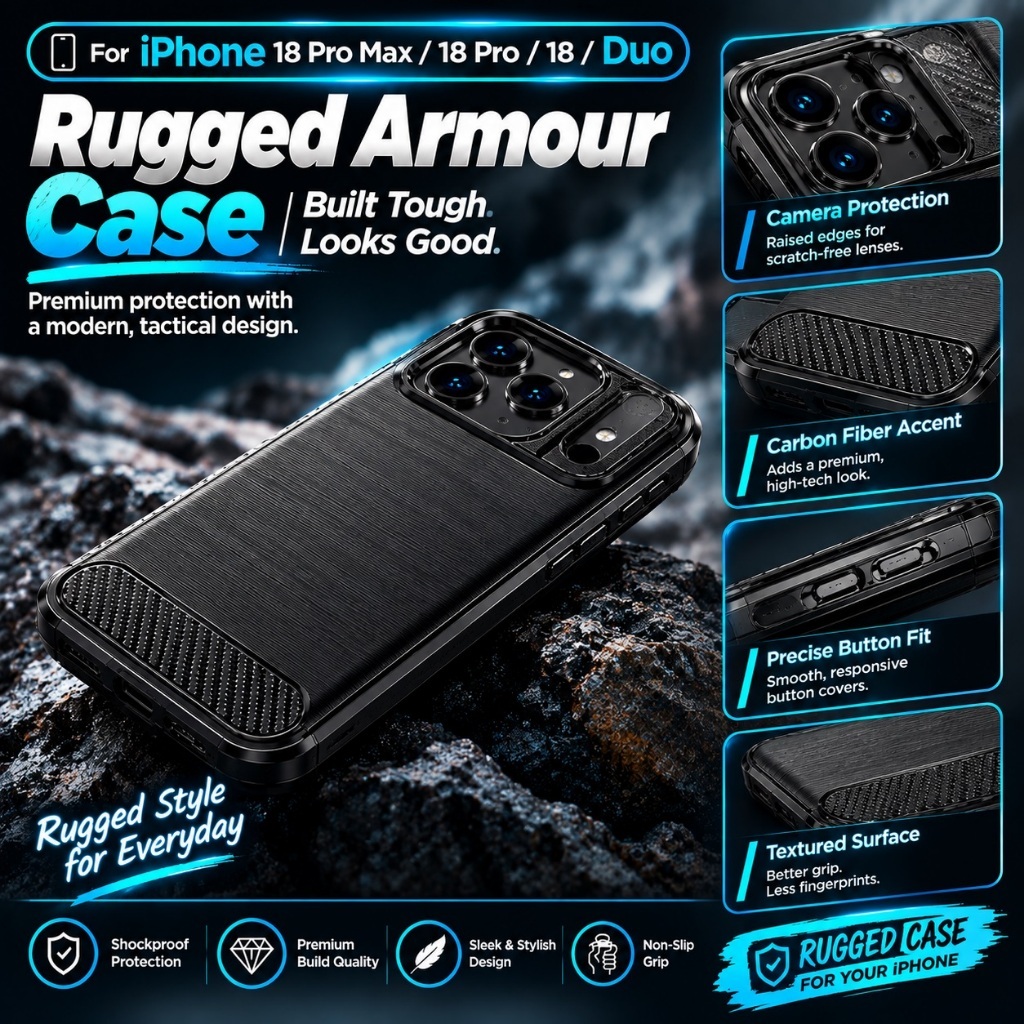 IPhone 18 Pro / 18 Pro Max / 17 Pro Max / 17 Plus / 17 Air / 17 16 / 15 ทนทานกันกระแทก Armour เคสโทร