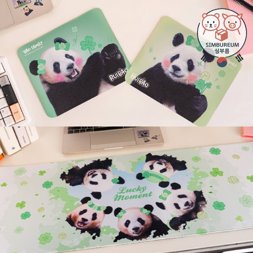 [Everland] แผ่นรองเมาส์เกาหลี Panda Bao Family Ruibai Huibao Luck Clover