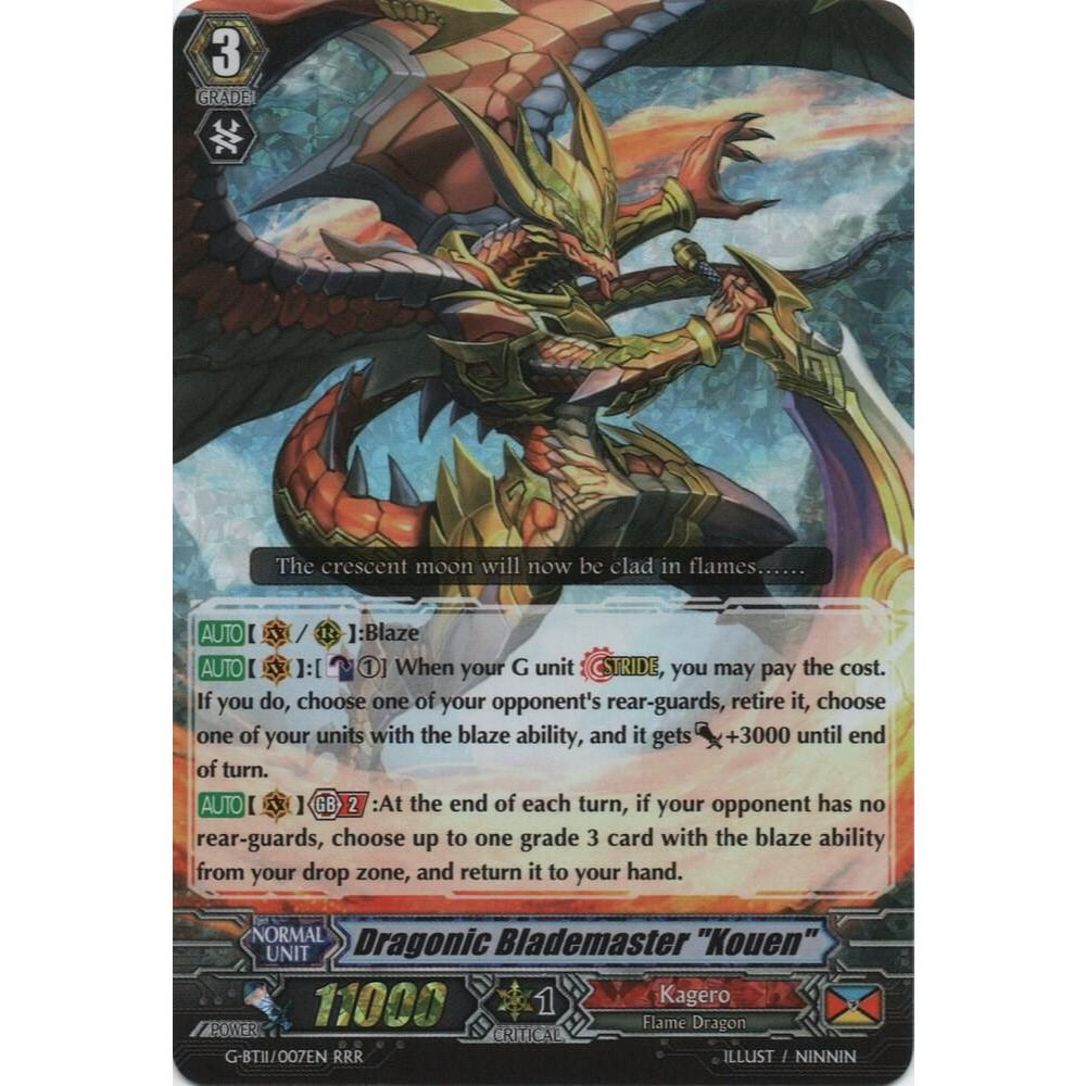 English Cardfight Vanguard Dragonic Blademaster "Kouen" G-BT11/007EN RRR
