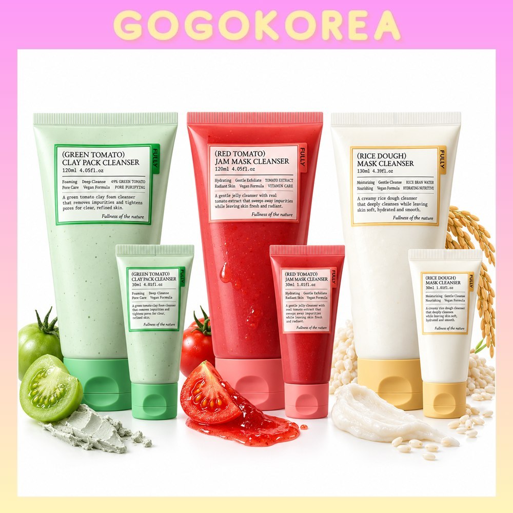 [FULLY] Vegan Pack Cleanser Green Tomato Red Tomato Rice Dough Full Size + 30ml Mini