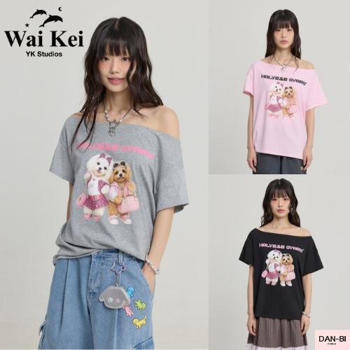 [WAIKEI] MALTESE GYARU OFF SHOULDER T-SHIRT_3 COLORS/ สินค้า KR แท้ 100% / จัดส่งรวดเร็วจาก KR!