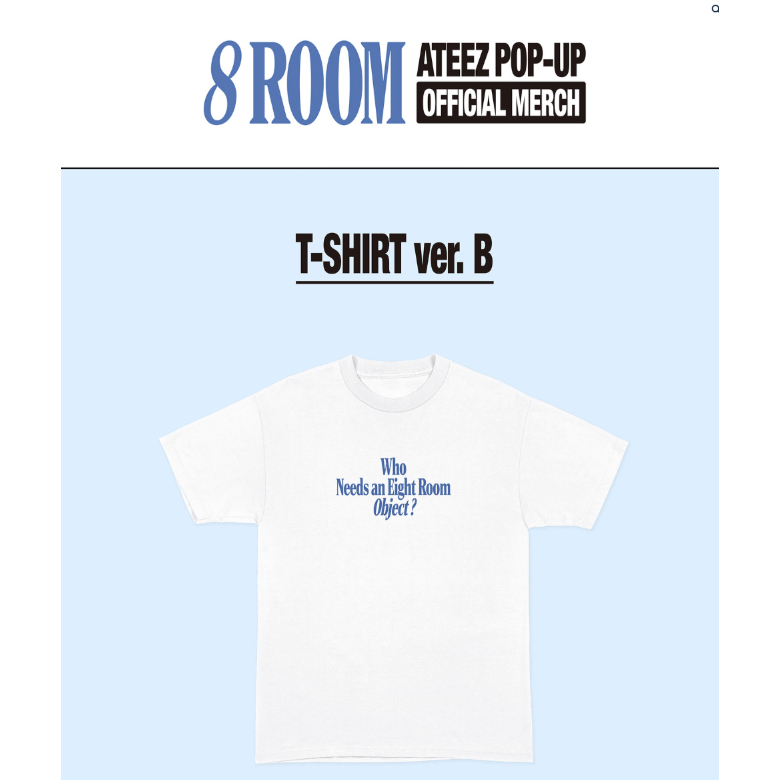 [ATEEZ] 8ROOM POP-UP T-Shirt Ver.B | เสื้อยืดผ้าฝ้ายโอเวอร์ไซส์ | MD อย่างเป็นทางการ | เกาหลี เกาหลี