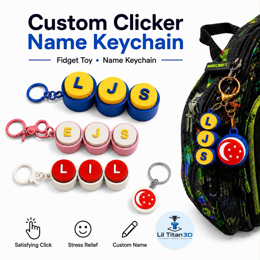 [LIL TITAN 3D] CUSTOM CLICKER KEYCHAIN NAME KEYCHAIN FIDGET TOY