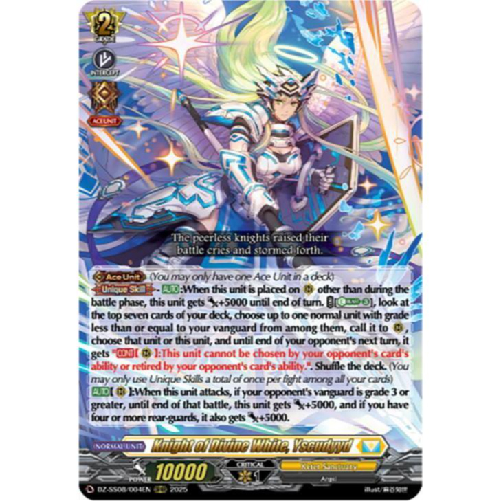 English Cardfight Vanguard Knight of Divine White, Yscudyyd DZ-SS08/004EN ORRR