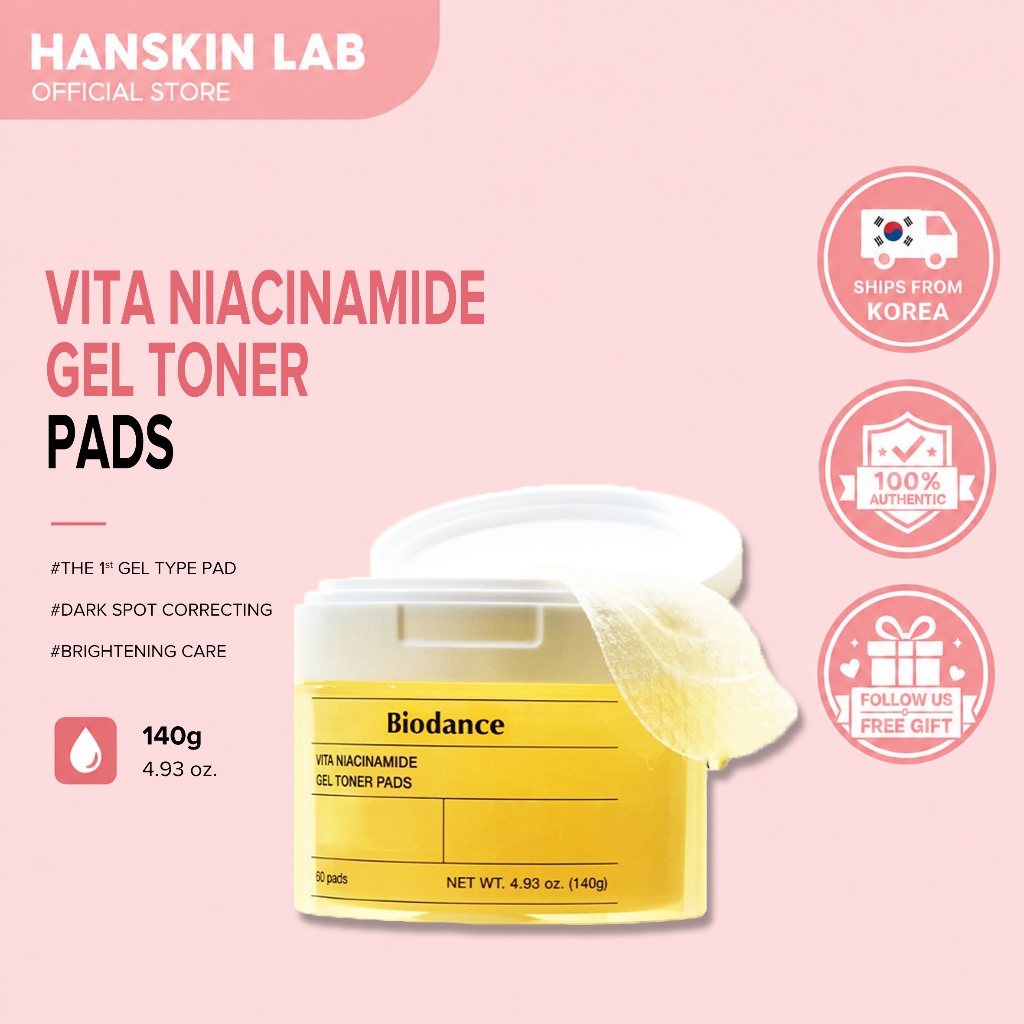 [Biodance] Vita Niacinamide Gel Toner Pad (60pads) | ไม่ระคายเคือง ไบรท์เทนนิ่ง แผ่นโทนเนอร์เกาหลี ส
