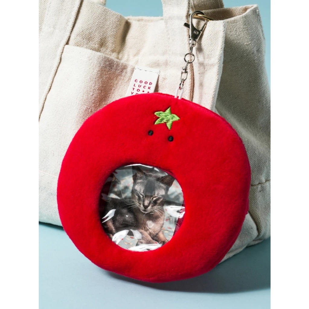 [Daiso] Tomato Clear Window Keyring Pouch Mini Coin Purse Earbuds Lipstick Storage Case