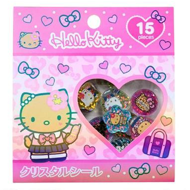 สต็อกพร้อม | Hello Kitty Sticker Collection Seal Bits สติ๊กเกอร์คริสตัล GOGO Gyaru 15 ชิ้น