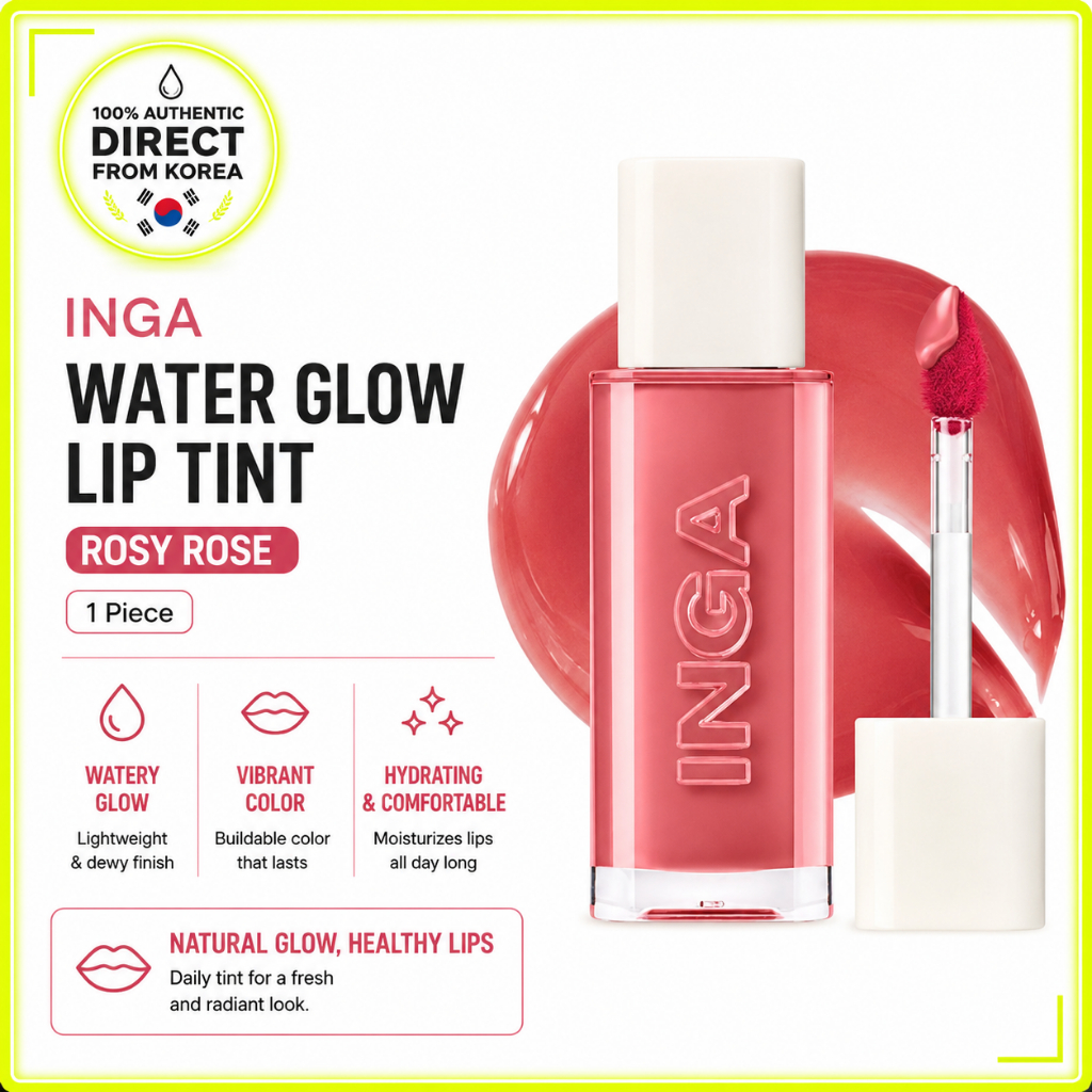 INGA Water Glow Lip Tint / Rosy Rose / Korean Jelly Watery Lip Tint