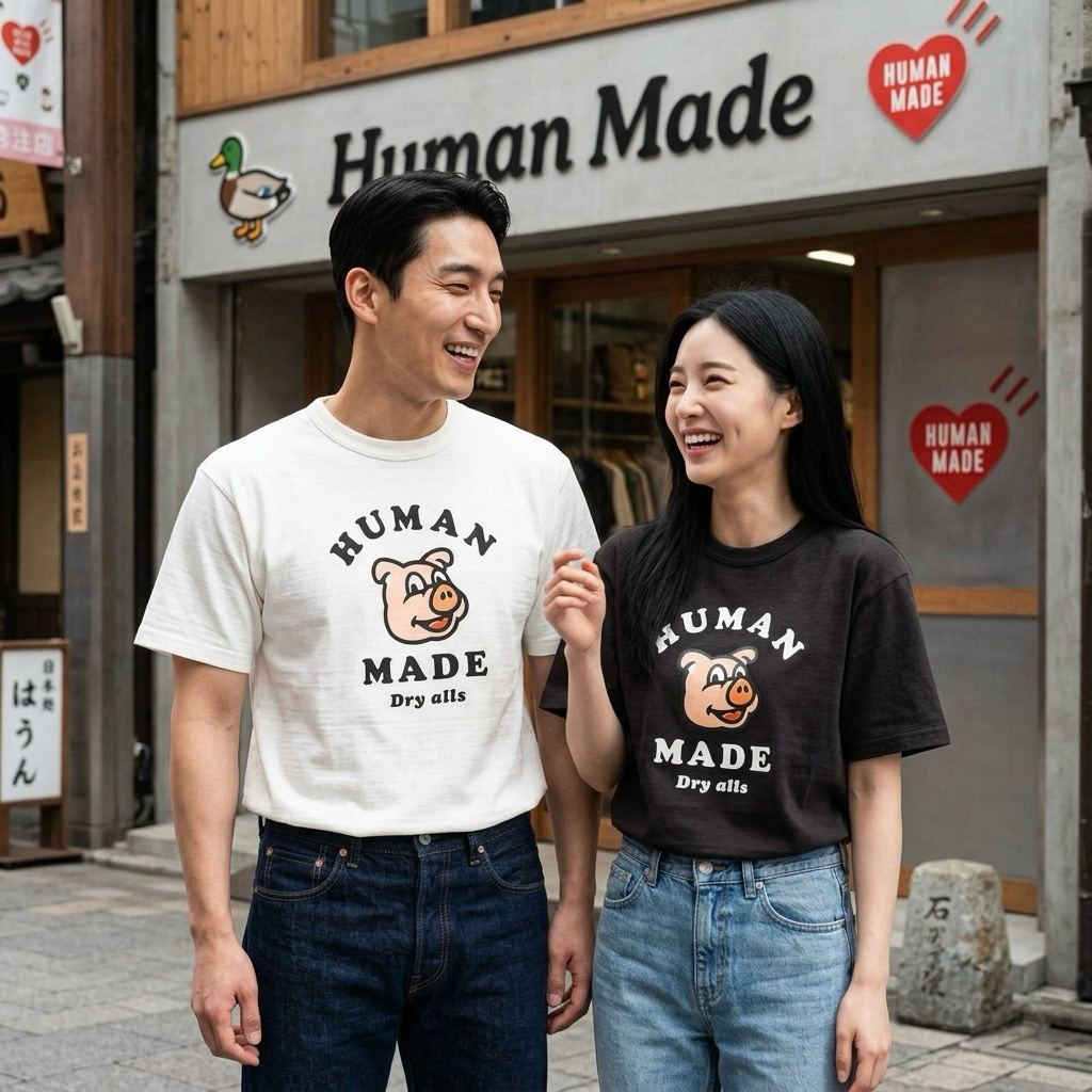 พร้อม​ส่ง​ใน​ไทย​​ เสื้อ Human made ลายหมู GRAPHIC T-SHIRT ของแท้จากญี่ปุ่น