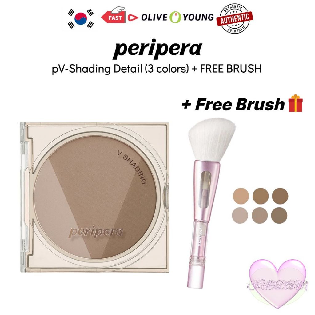 [KOREA] peripera V-Shading Detail (3 สี) + ชุดแปรงสุ่ม | แป้งคอนทัวร์ | จัดส่งจากกรุงเทพ เกาหลี