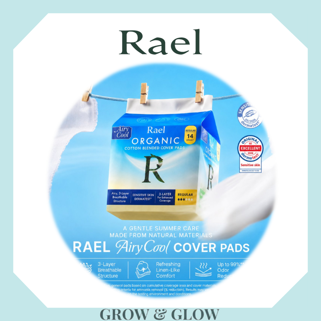 [Rael] ผ้าอนามัยผ้าฝ้ายออร์แกนิกเกาหลี Airy Cool กางเกงชั้นในขนาดใหญ่ปกติ Overnight ML