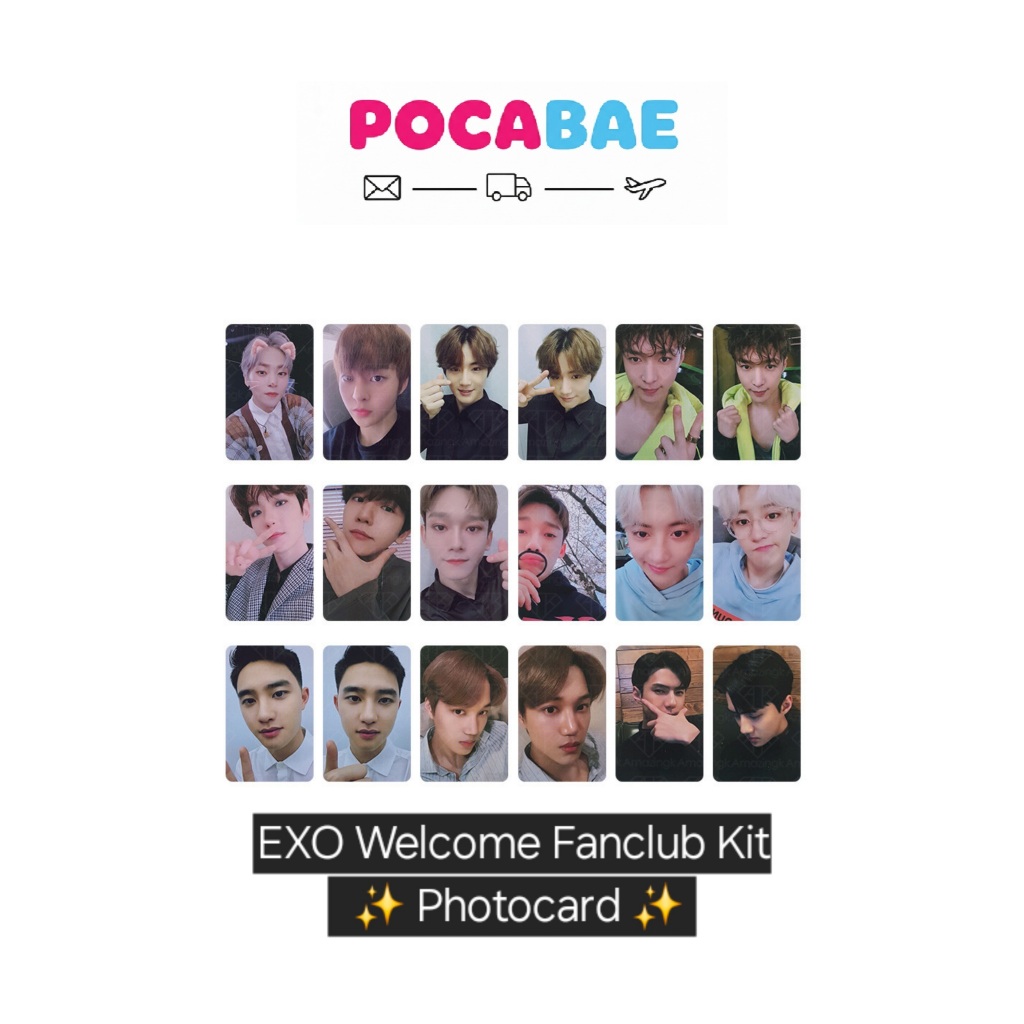 EXO EXOL Welcome Fanclub Kit Photocard, Wallet, Pin badge, Mini Poster, Pouch, กล่องเครื่องประดับ