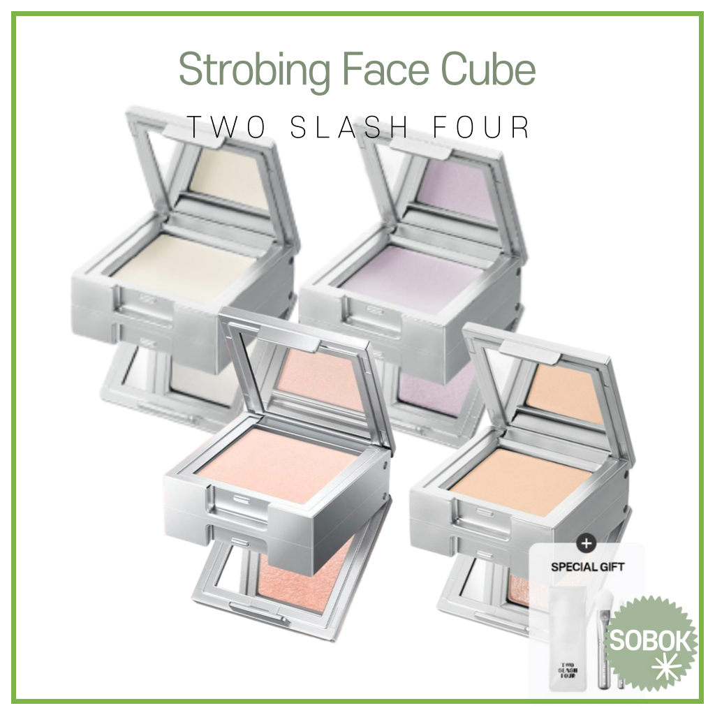 [TWO SLASH FOUR] Strobing Face Cube 4 types purple white ไฮไลท์ แบบฝุ่น สําหรับแต่งหน้า powder Highlighter