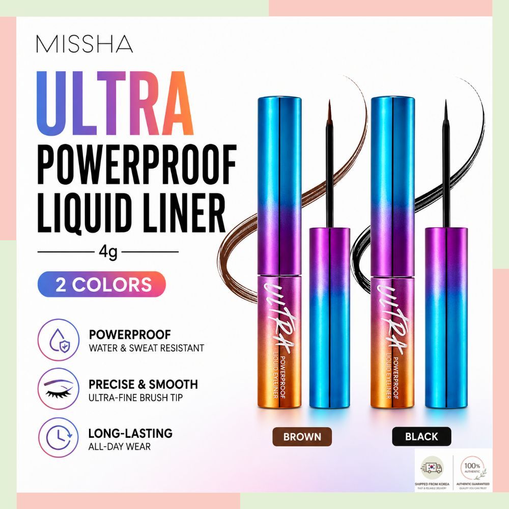 MISSHA Ultra Powerproof Liquid Liner 4g 2 สีสีดําสีน้ําตาลเกาหลี Liquid Eyeliner Eye Makeup