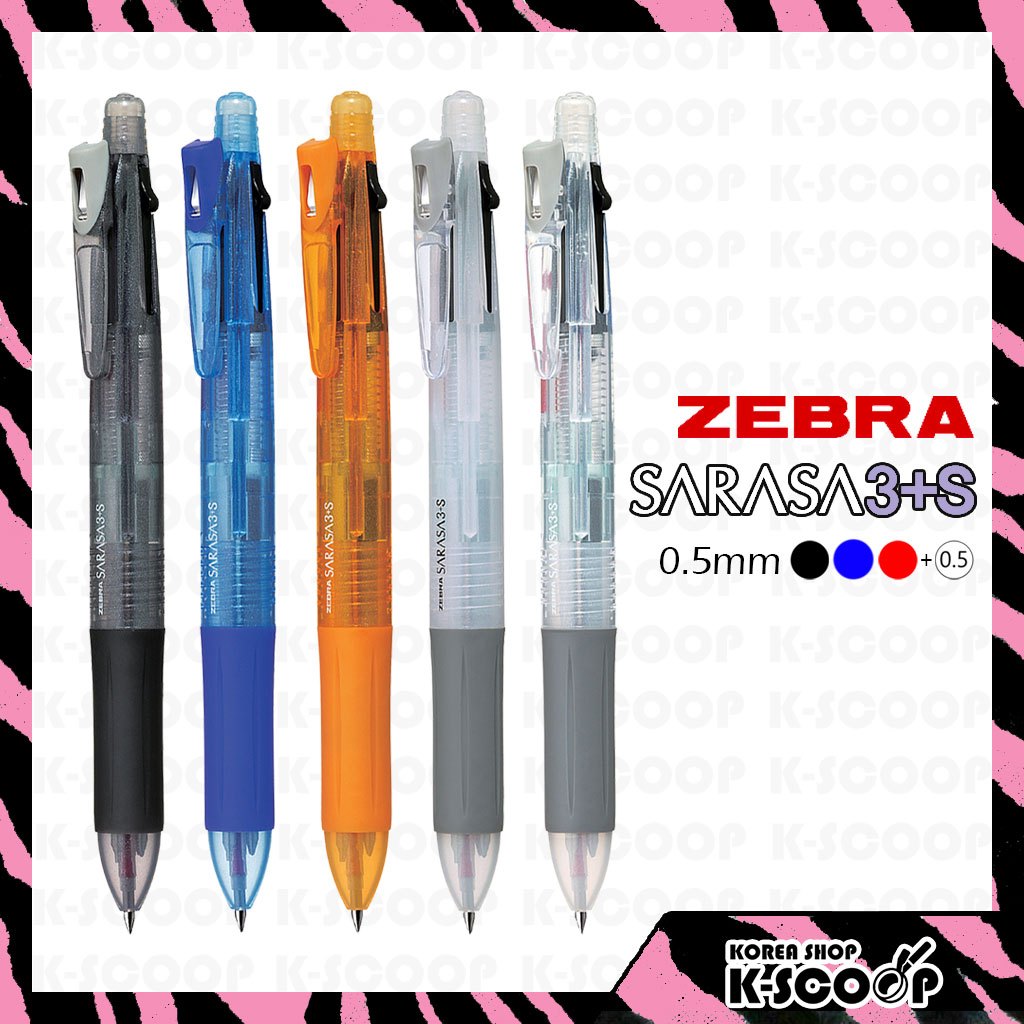 ZEBRA Sarasa Multi 3+S ปากกา 3 สีปากกาลูกลื่น 0.5 มม. + ดินสอกด 0.5 มม. SJ3