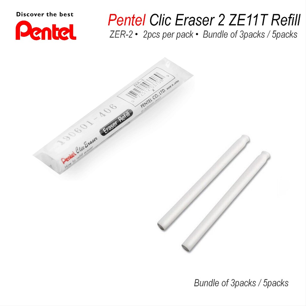 Pentel Clic Eraser 2 ZE11T Refill / Pen Eraser Refill / ZER-2 Refill for Pentel Clic Retractable Era
