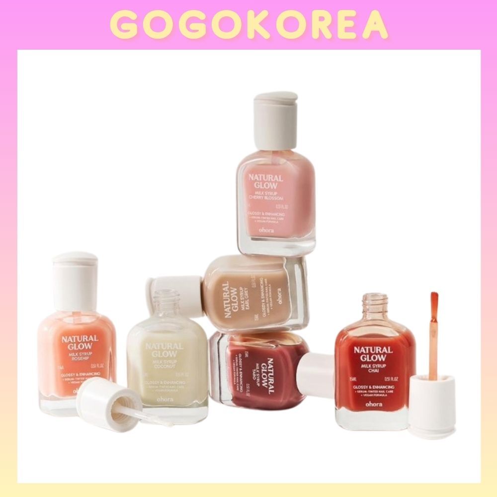 [OHORA] Natural Glow Milk Syrup Nail Strengthener 15ml (18 สี)