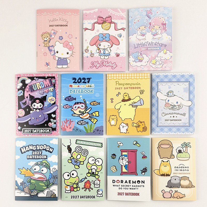 Hong Kong Sanrio Doraemon Kitty Melody Nandemo ikimono Keroppi Pompompuri 2027 9x13 cm Datebook (Thin) 261322