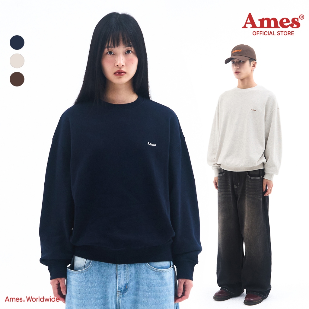[AMES] BASIC SMALL LOGO SWEATSHIRT_สไตล์เกาหลี