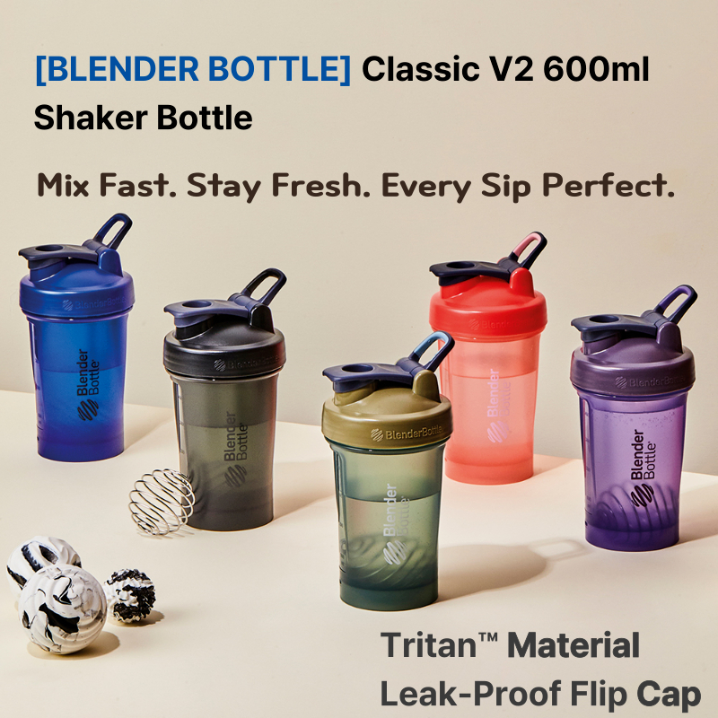 Blender Bottle Classic V2 – 600 ml | เขย่าเรียบ, Bold Style Tritan™ เครื่องปั่นป้องกันการรั่วสําหรับ