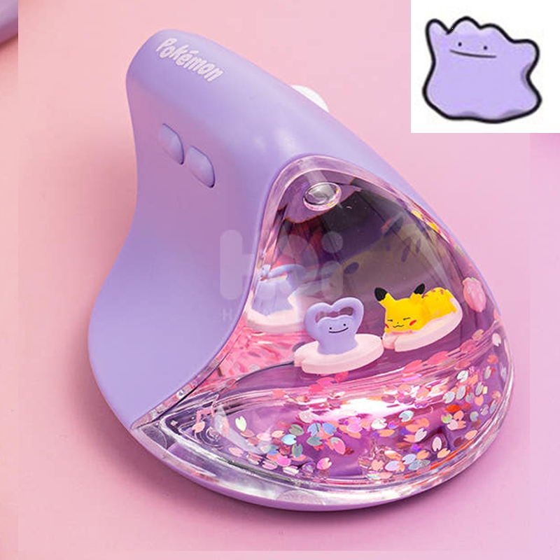 Pokemon ของแท้ Ditto Pikachu เมาส์แนวตั้ง Bluetooth เมาส์ไร้สาย 2.4Ghz