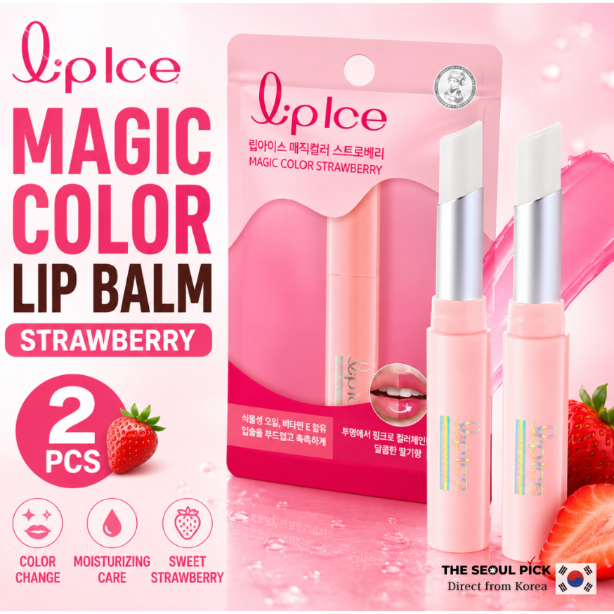 [LipIce] Magic Color Lip Balm Strawberry 2g x 2PCS Moisturizing Color Changing Lip Care