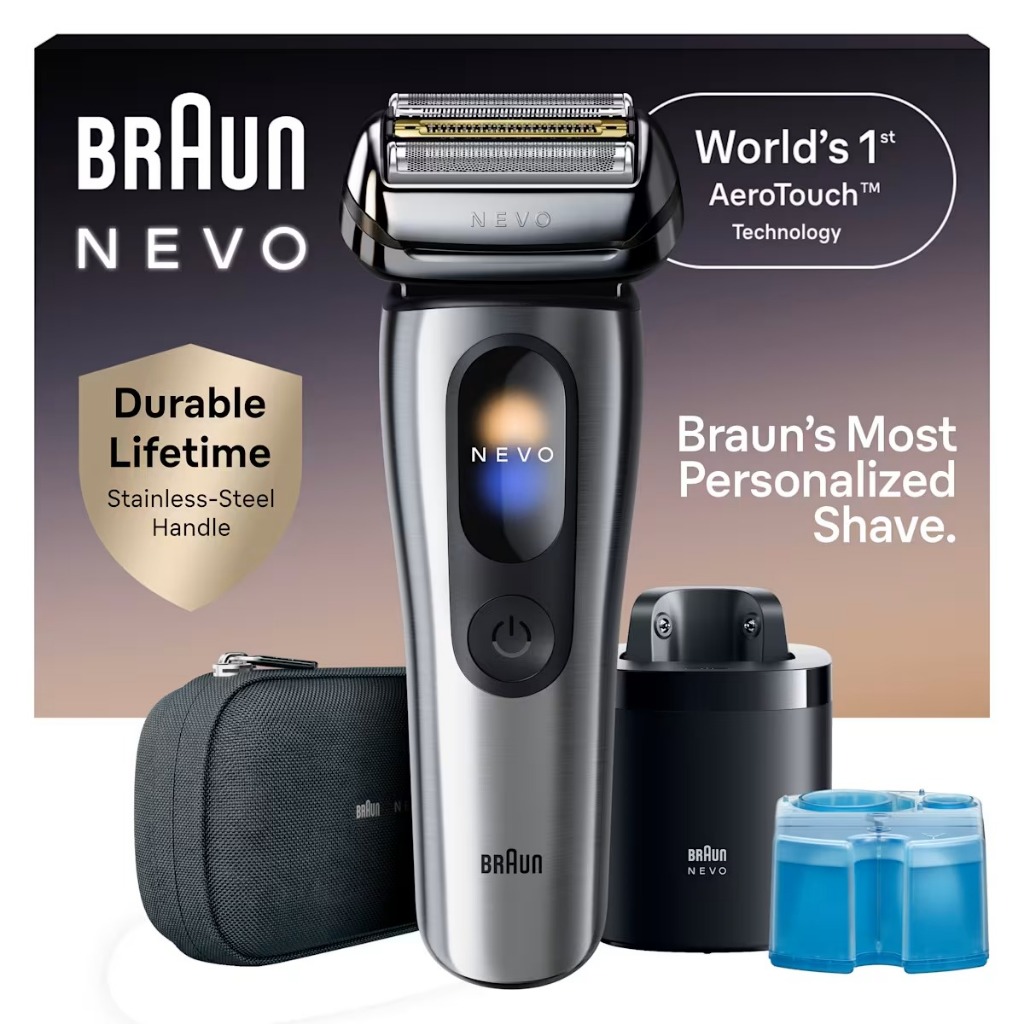 BRAUN NEVO โกนหนวดไฟฟ้า 2026 NEW Series ที่ชาร์จสถานีทำความสะอาด 11000C เงิน 11010C ดำ สายชาร์จ