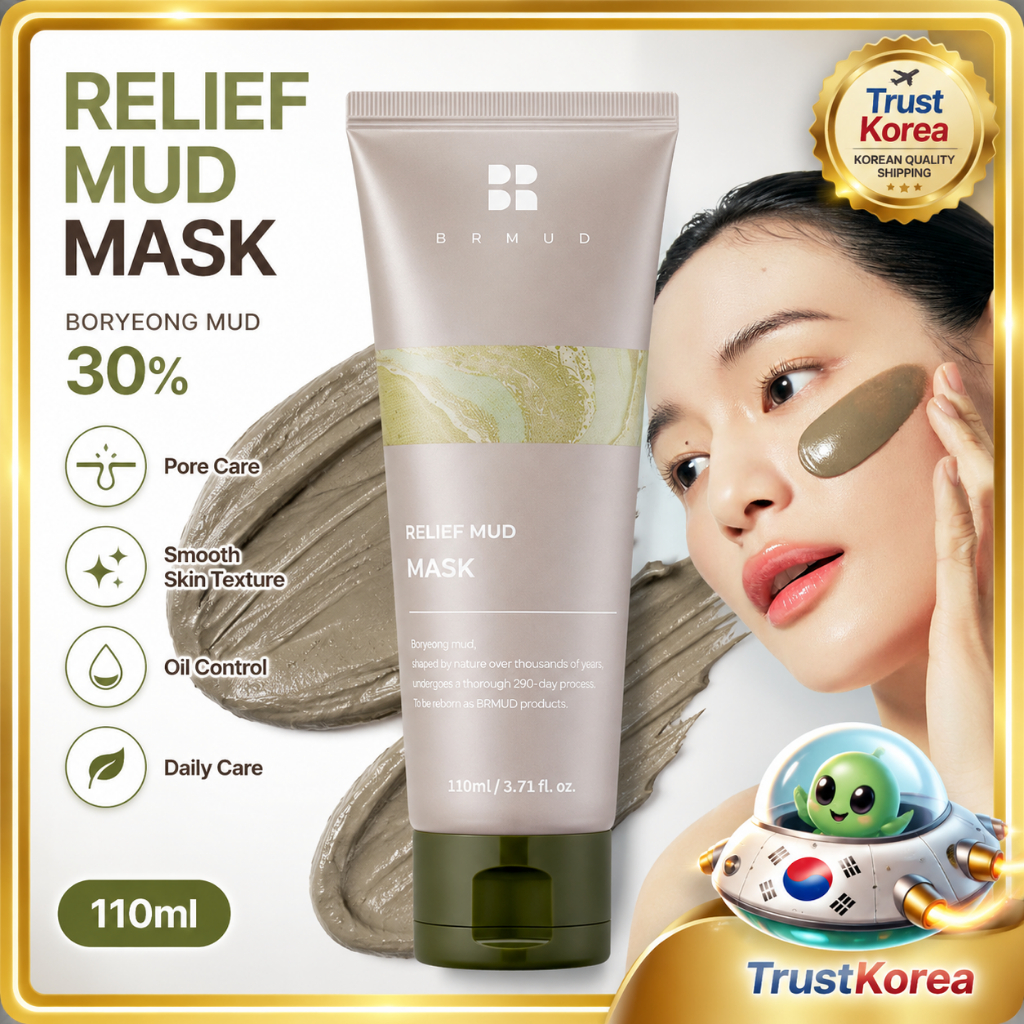 BRMUD Relief Mud Mask 110ml Pore Care Clay Mask โคลนเกาหลี Skincare Facial Mask