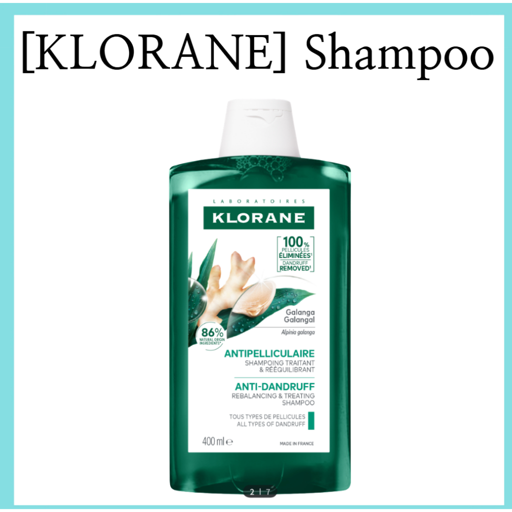 [KLORANE] Galangal Anti-Dandruff Shampoo 400ml, Dry & Oily Flaky Scalp Cleanser Care, Gentle Hair Cl