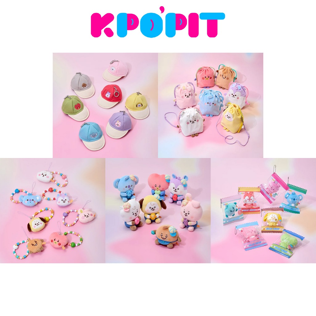 KPOPIT✨BT21(BTS) BABY JELLY SHOP EDITION - Plush Phone Strap/Bag/Sitting Plush/Stress Ball/Ball Cap 