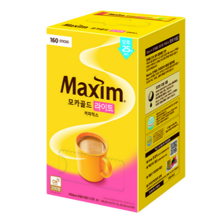 Maxim Mocha Gold Light Coffee Mix 11.8g x 160 Sticks Box – น้ําตาลน้อย 25% รส Smooth & Clean / ครีมเ